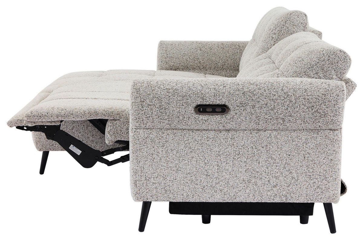 ECKSOFA in Webstoff Grau  156/220 cm  - Grau/Nickelfarben, Design, Textil/Metall (156/220cm) - Carryhome