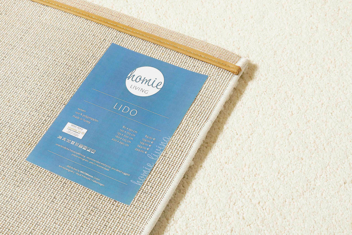 WEBTEPPICH Wohnzimmer 200/290 cm Lido Weiß rechteckig  - Weiß, KONVENTIONELL, Textil (200/290cm) - WECON HOME