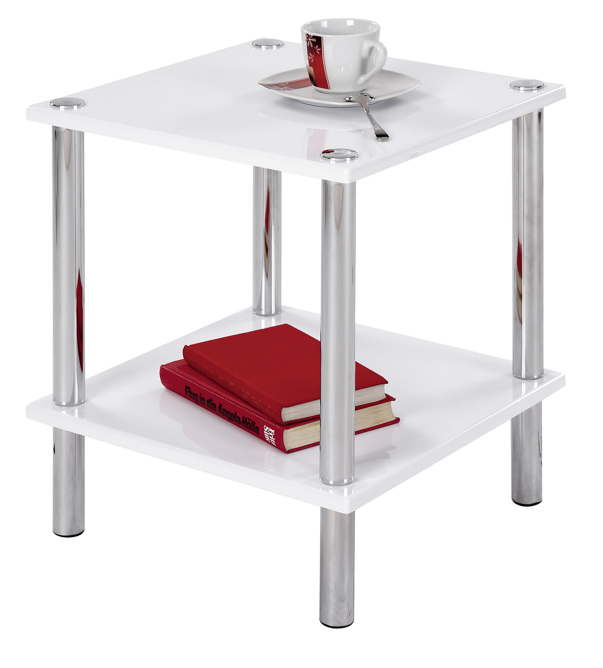 POMOĆNI STOČIĆ 39/47/39 cm - boja hroma/bela, Dizajnerski, drvo/metal (39/47/39cm) - Boxxx