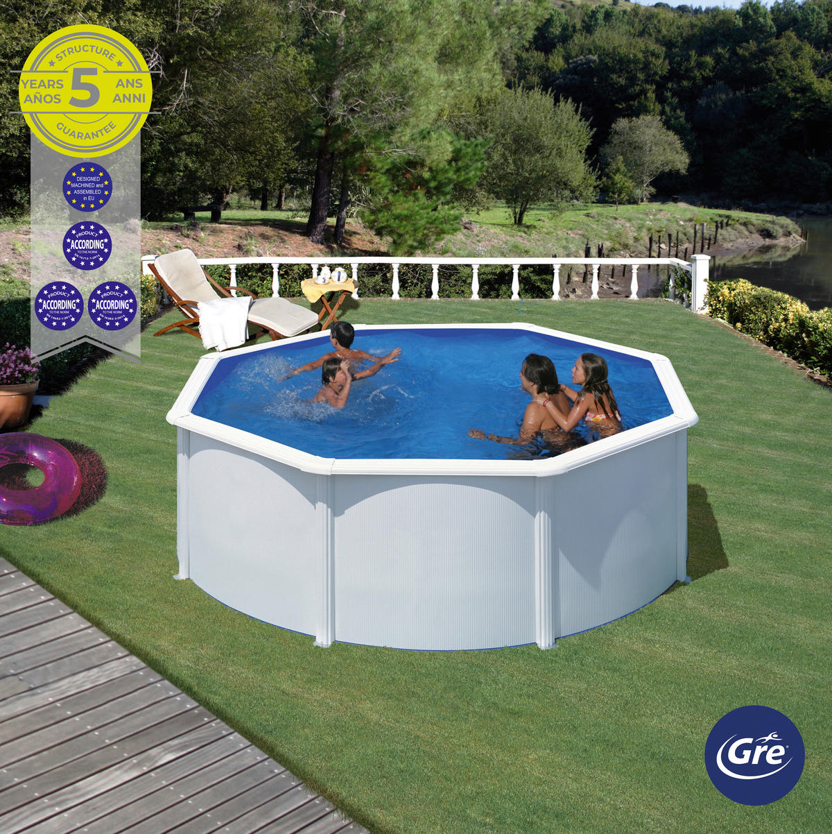 POOL-SET KIT300QGRE 300/120 cm  - Weiß, KONVENTIONELL, Metall (300/120cm) - Gre