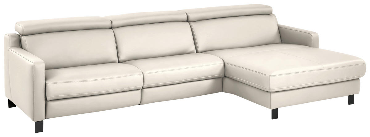 ECKSOFA in Echtleder Beige  - Beige/Schwarz, Design, Leder/Metall (291/176cm) - Valdera