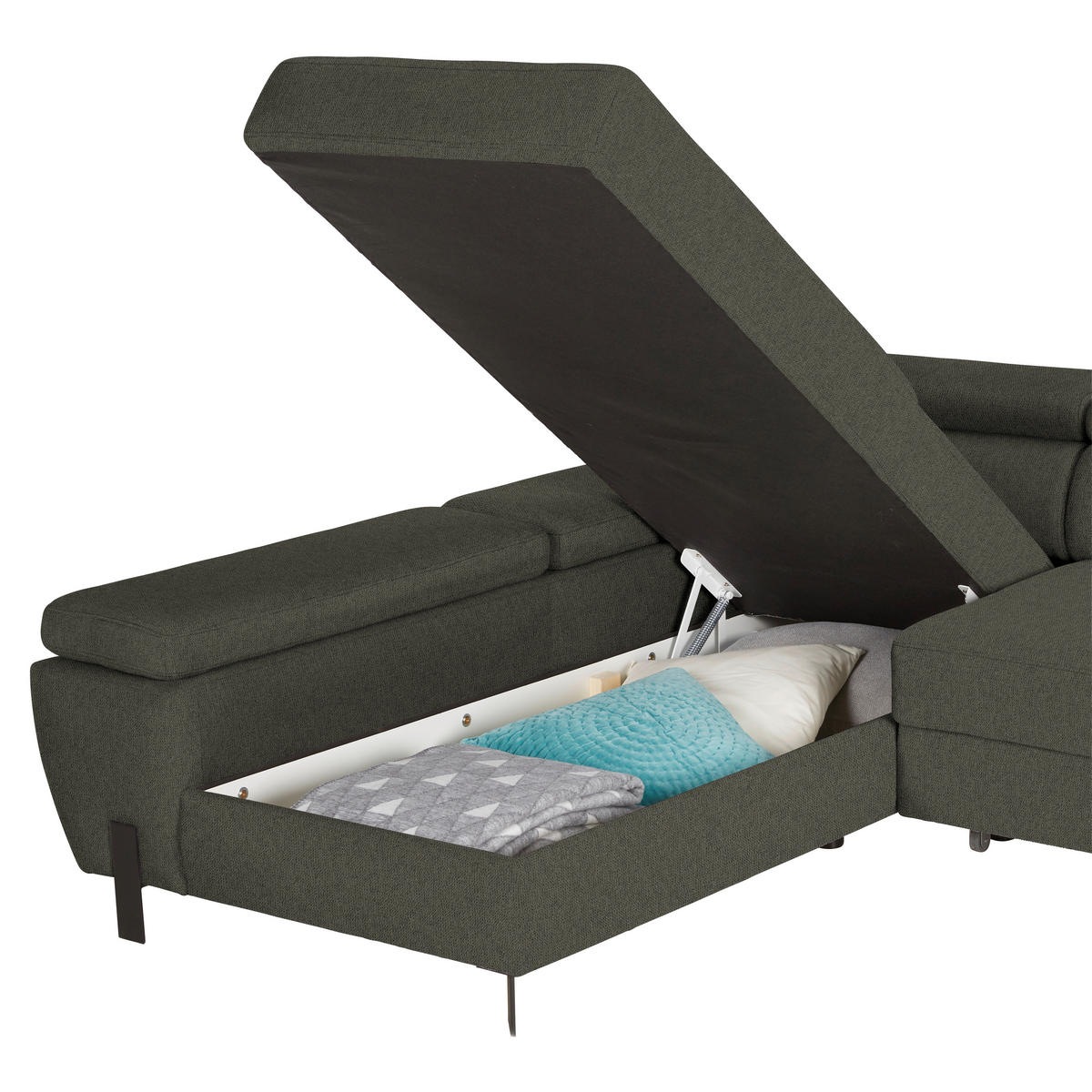 HÖRNSOFFA i vävt tyg mörkgrön  - grön/ljusgrå, Modern, metall/textil (93/90/277cm) - MID.YOU