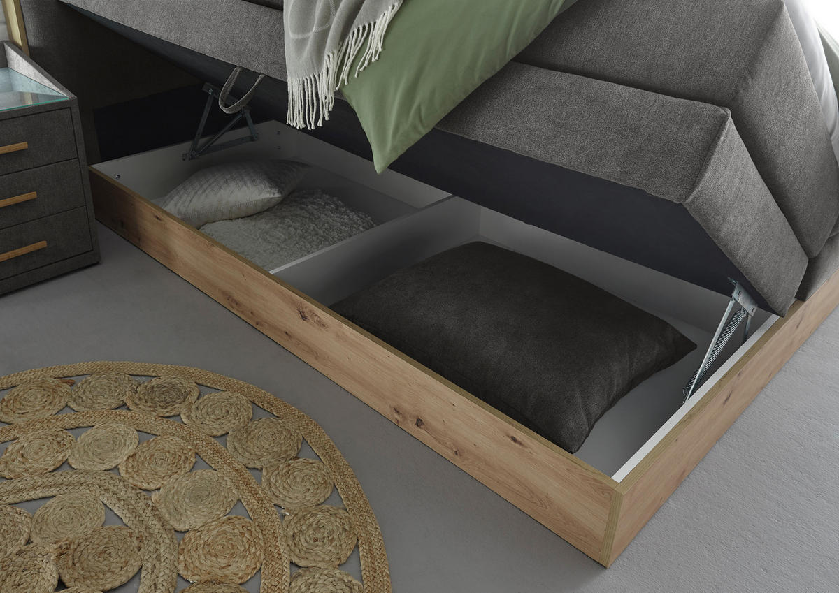 KONTINENTALSÄNG 180/200 cm  i antracit  - antracit, Modern, trämaterial/trä (180/200cm) - Livetastic