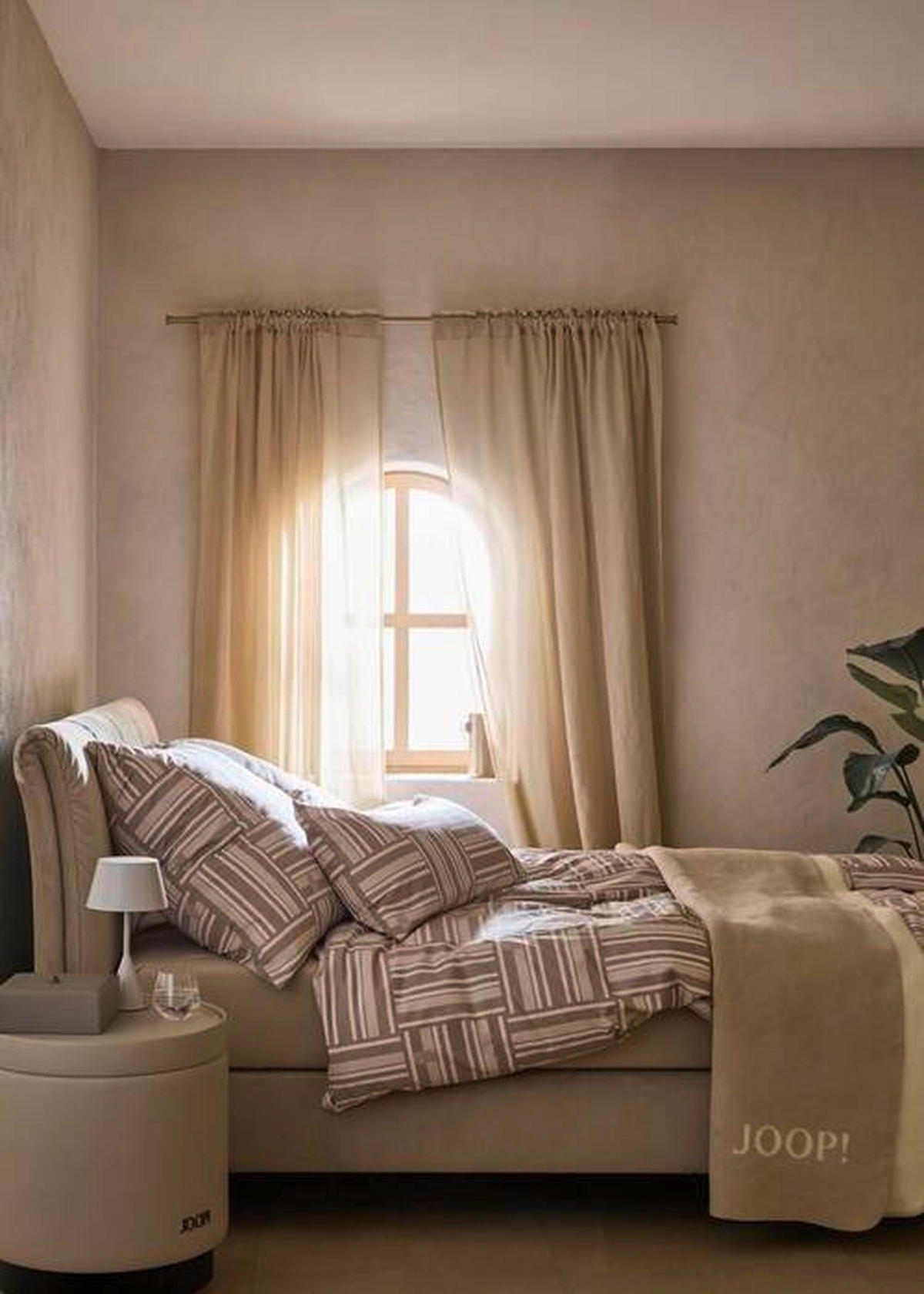 BETTWÄSCHESET Weave Makosatin 200/210 cm  65 cm/100 cm  - Sandfarben, Design, Textil (200/210cm) - Joop!