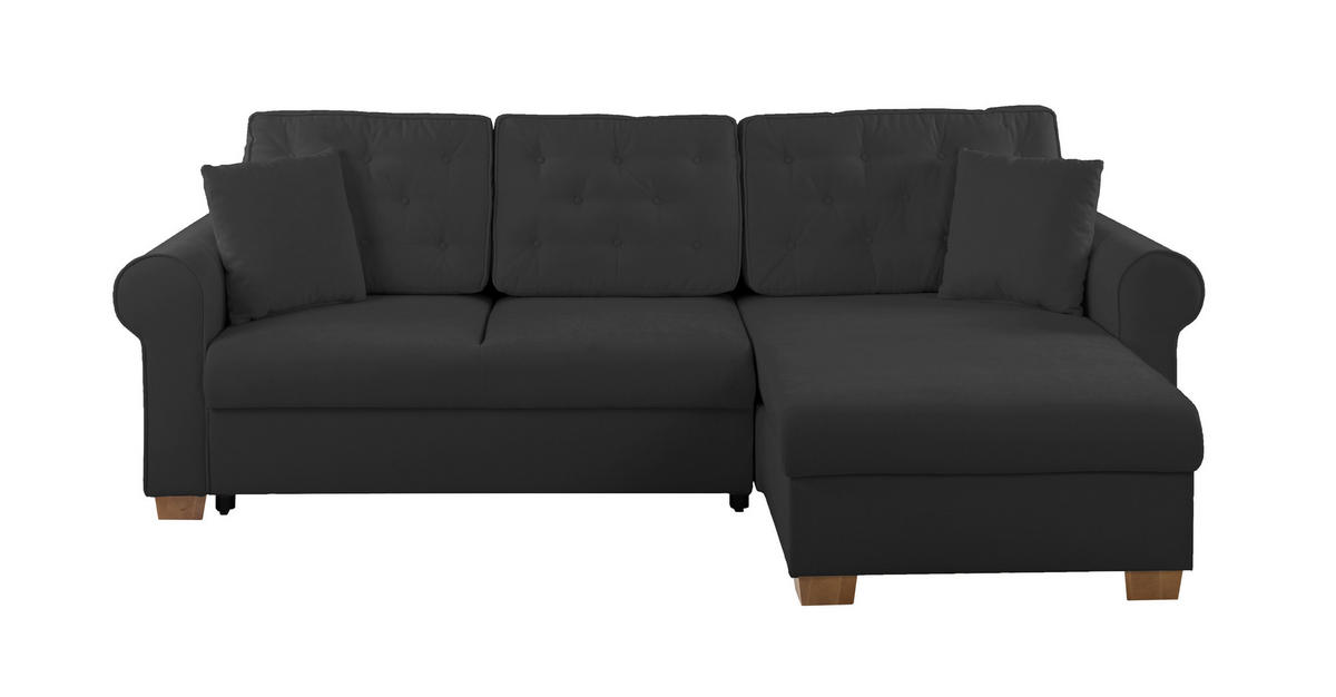 ECKSOFA in Anthrazit  - Anthrazit/Buchefarben, Design, Holz/Textil (266/161cm) - MID.YOU