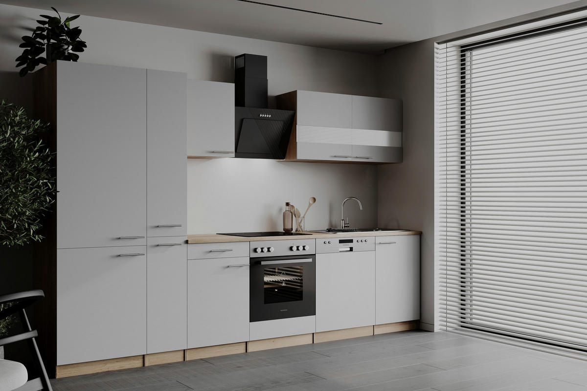 KÜCHENLEERBLOCK 310 cm   in Weiß  - Edelstahlfarben/Eichefarben, Basics, Holzwerkstoff/Metall (310cm) - Respekta