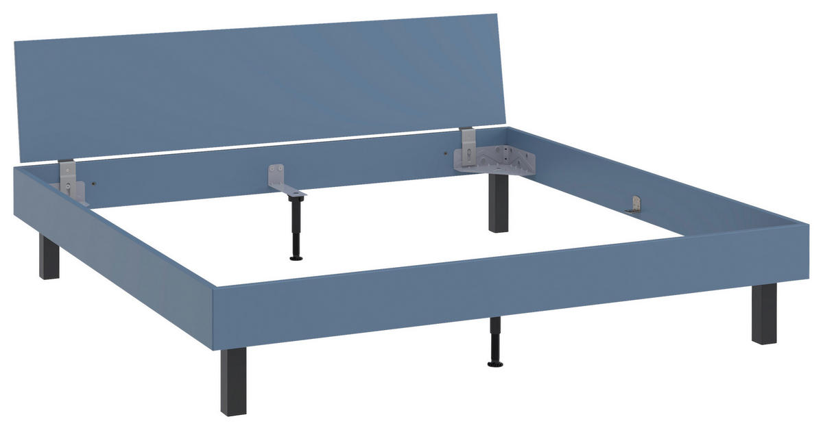 BETT 200/200 cm,  in Blau  - Blau/Schwarz, Design, Metall (200/200cm) - Xora
