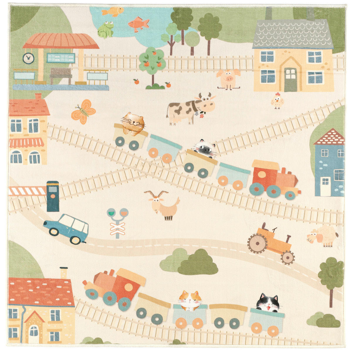 KINDERTEPPICH Living Verovia 120/120 cm  in Creme, Koralle, Salbeigrün  - Koralle/Salbeigrün, Trend, Kunststoff/Textil (120/120cm) - Lindorug