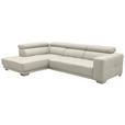 ECKSOFA in Mikrofaser Weiß  207/301 cm  - Chromfarben/Weiß, Design, Textil/Metall (207/301cm) - Xora