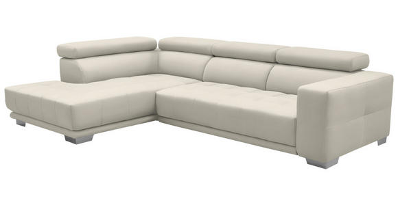 ECKSOFA in Mikrofaser Weiß  207/301 cm  - Chromfarben/Weiß, Design, Textil/Metall (207/301cm) - Xora