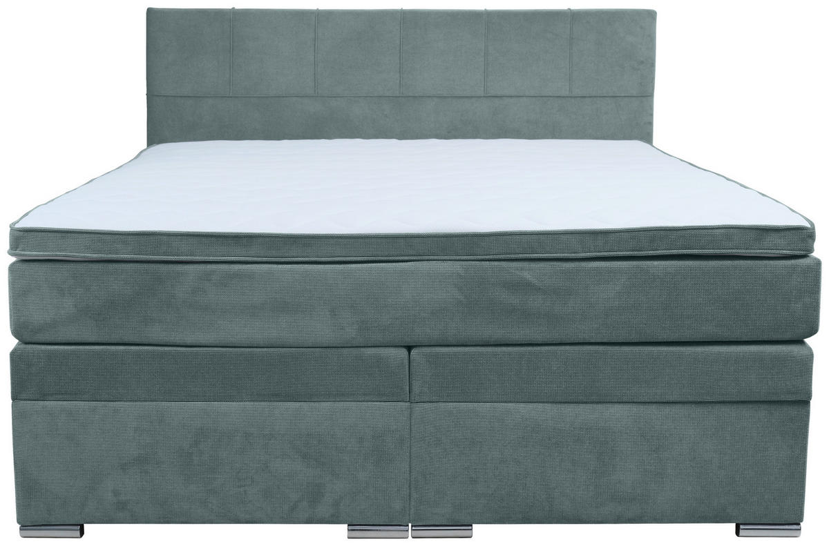 BOXSPRINGBETT 180/200 cm  in Blaugrau  - Chromfarben/Blaugrau, Design, Holz/Holzwerkstoff (180/200cm) - Boxxx