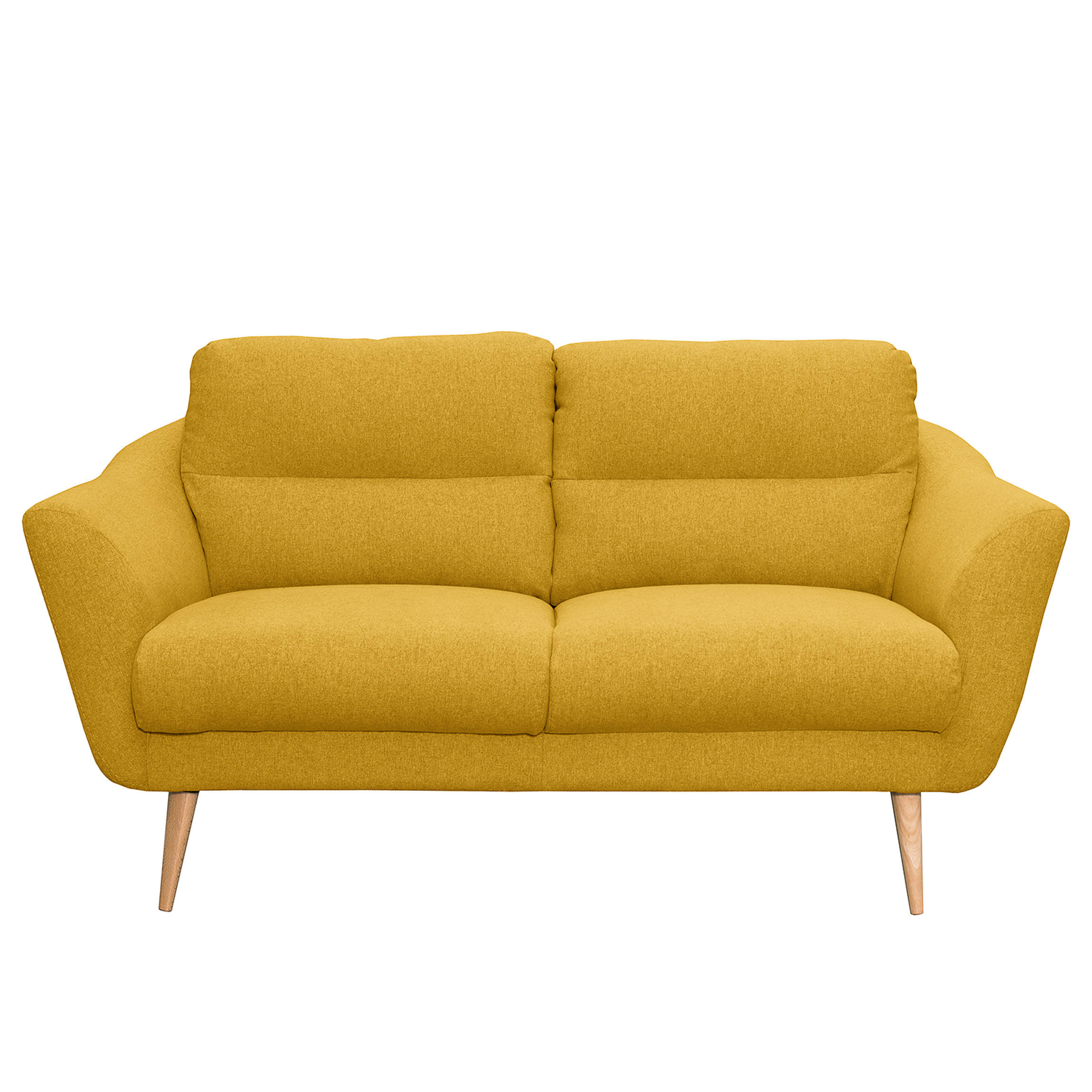 2-SITZER-SOFA in Webstoff Gelb  - Gelb/Buchefarben, Design, Holz/Textil (158/87/88cm) - Livetastic