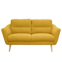 2-SITZER-SOFA in Webstoff Gelb  - Gelb/Buchefarben, Design, Holz/Textil (158/87/88cm) - Livetastic