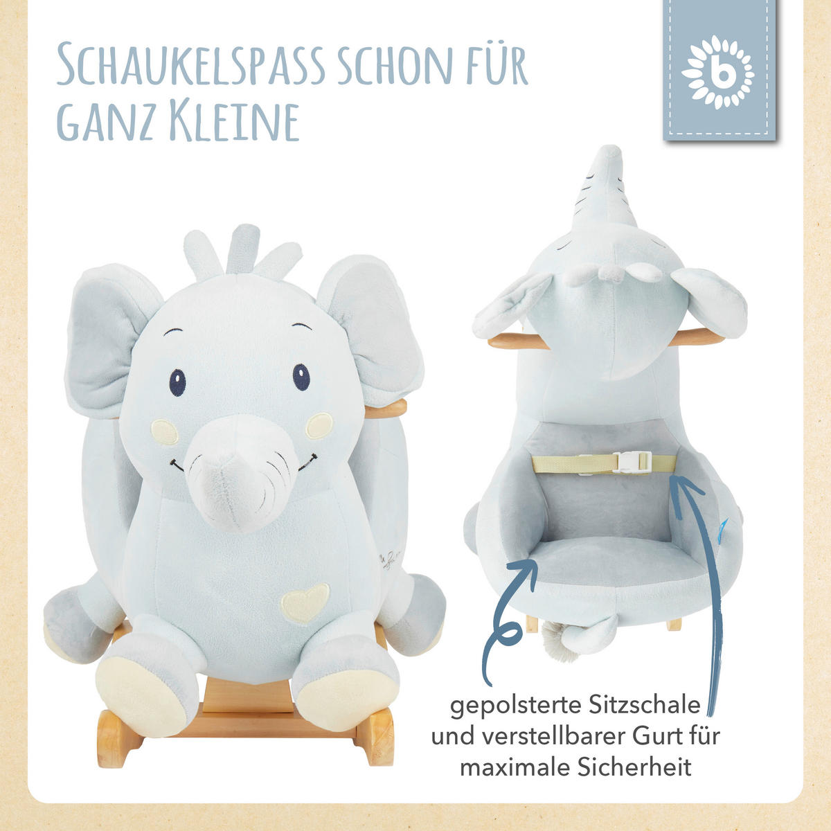 GUNGDJUR  - ljusblå/naturfärgad, Klassisk, trä/textil (60/58/33cm)