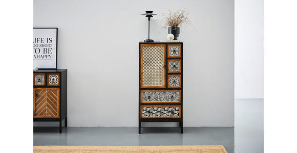 KOMMODE  in 60/124,5/38 cm  - Multicolor/Schwarz, ROMANTIK / LANDHAUS, Holz/Holzwerkstoff (60/124,5/38cm) - Landscape