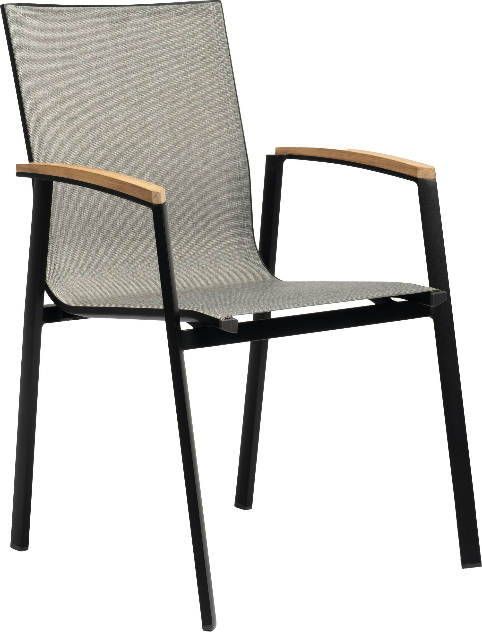 STAPELSESSEL in Holz, Metall, Textil Grau, Schwarz, Teakfarben  - Schwarz/Grau, Basics, Holz/Textil (57/89/65cm) - Stern