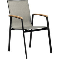 STAPELSESSEL in Metall, Holz, Textil Grau, Schwarz, Teakfarben  - Schwarz/Grau, Basics, Holz/Textil (57/89/65cm) - Stern