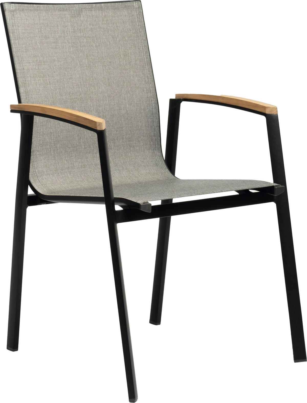STAPELSESSEL in Metall, Holz, Textil Grau, Schwarz, Teakfarben  - Schwarz/Grau, Basics, Holz/Textil (57/89/65cm) - Stern