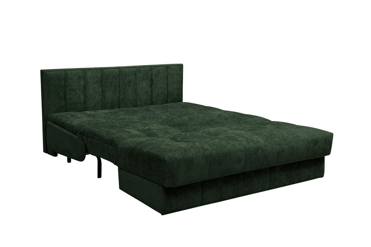 SCHLAFSOFA  mit Stoffauswahl, Schlafen auf Sitzhöhe Chenille Dunkelgrün  - Dunkelgrün/Schwarz, KONVENTIONELL, Kunststoff/Textil (166/93/106cm) - home24