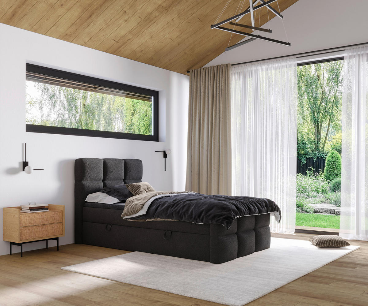 BOXBETT 120/200 cm  in Schwarz  - Schwarz, Design, Holzwerkstoff/Kunststoff (120/200cm) - Xora