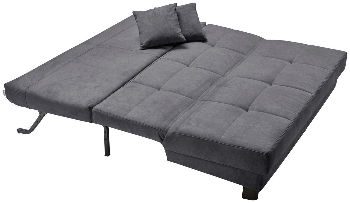 SCHLAFSOFA Mikrovelours Graublau  - Graublau/Schwarz, KONVENTIONELL, Textil/Metall (185/85/100cm) - Carryhome
