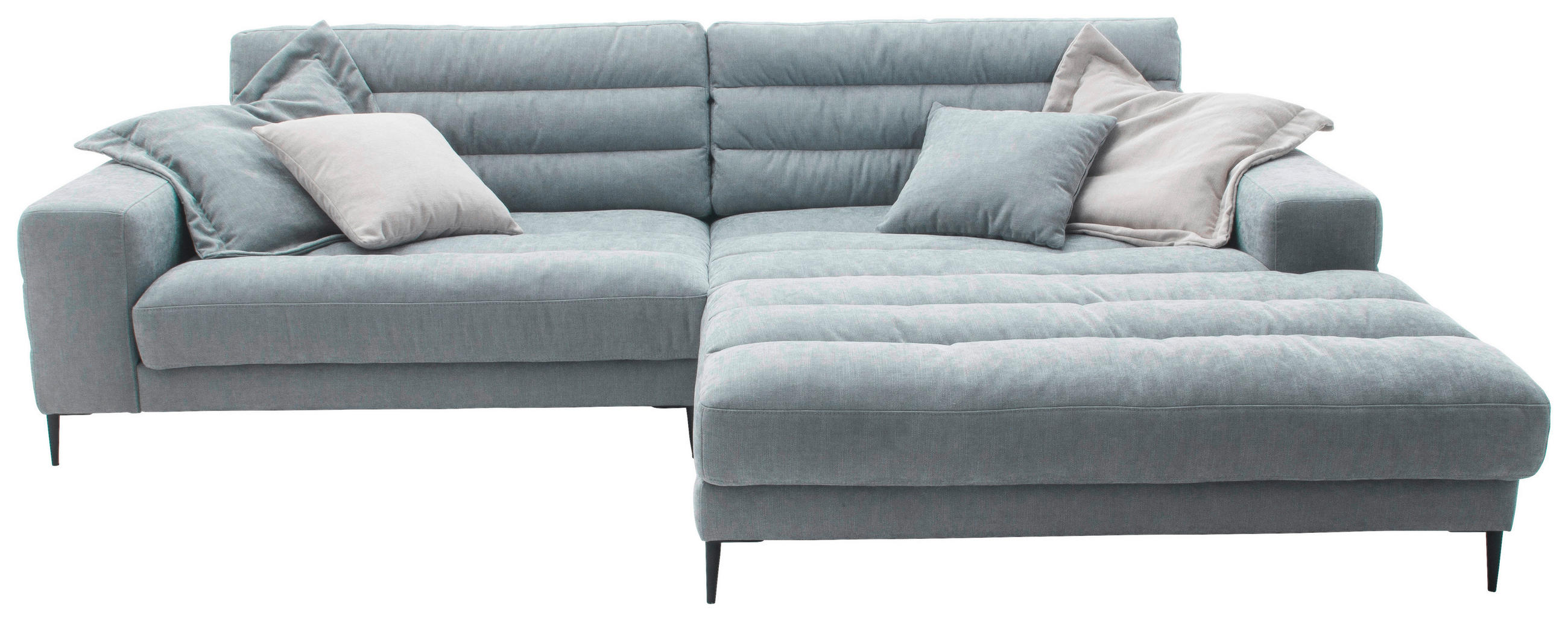 ECKSOFA Badia Hellblau Flachgewebe  - Schwarz/Hellblau, Design, Textil/Metall (296/207cm) - Dieter Knoll