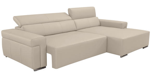 ECKSOFA DUA in Echtleder Beigebraun  293/170 cm  - Chromfarben/Beigebraun, Design, Leder/Metall (293/170cm) - Novel