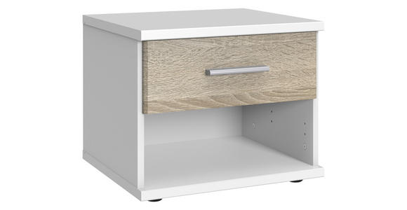 NACHTSCHRANK 46/38/40 cm  - Eichefarben/Alufarben, KONVENTIONELL, Holzwerkstoff/Kunststoff (46/38/40cm) - Carryhome