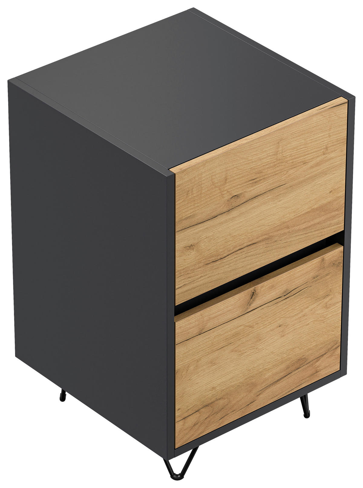 NACHTTISCH 41,2/65/42 cm  - Eichefarben/Graphitfarben, Basics, Holzwerkstoff/Metall (41,2/65/42cm) - MID.YOU