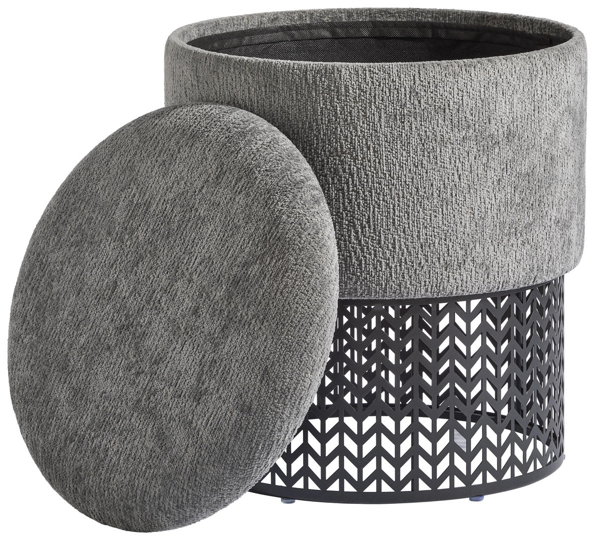 TABURET, kov, textil, kompozitní dřevo, 40/44/40 cm - šedá, Design, kov/kompozitní dřevo (40/44/40cm) - MID.YOU