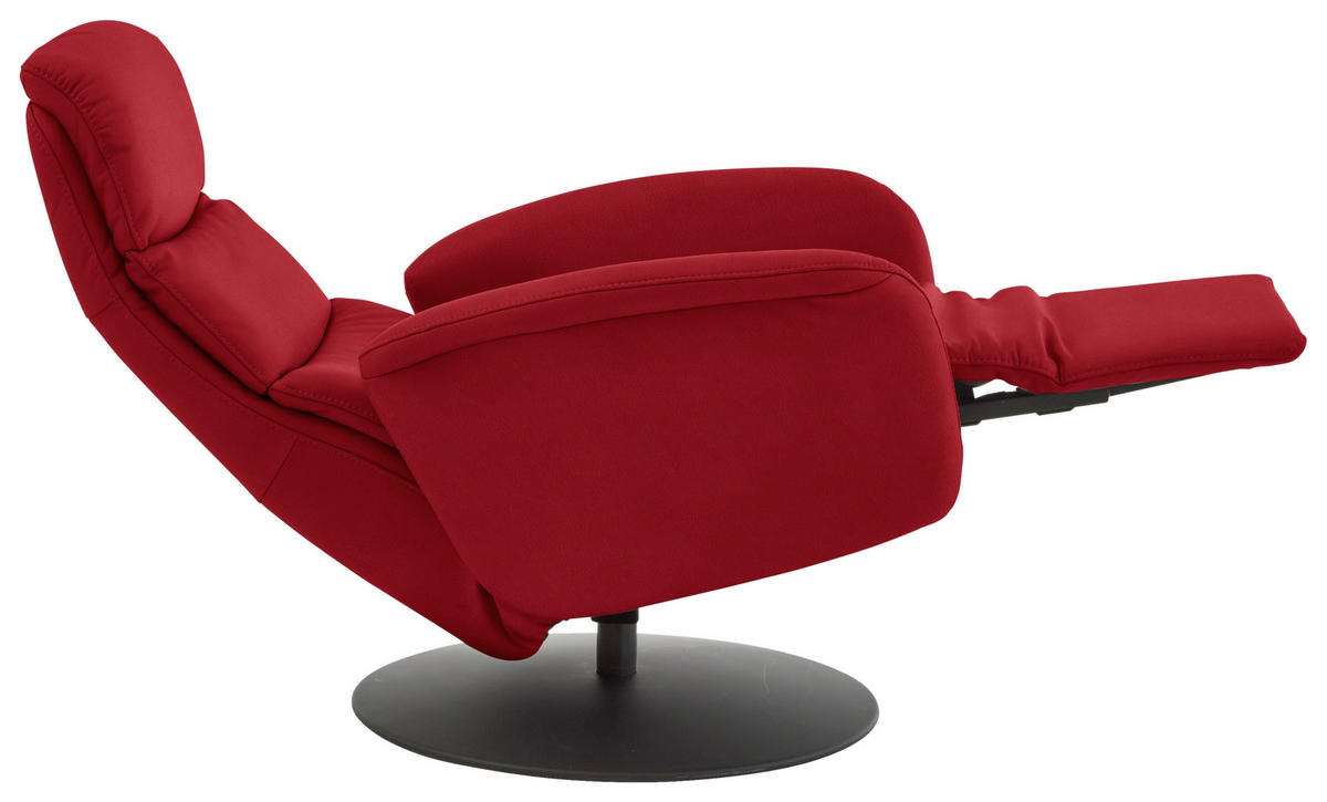 RELAXSESSEL in Leder Rot  - Rot/Schwarz, Design, Leder/Metall (76/108/86cm) - Dieter Knoll