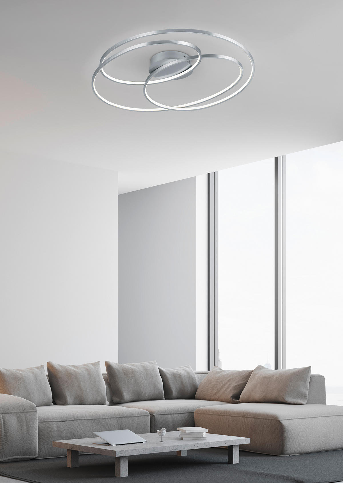 LED-DECKENLEUCHTE 50 W     - Nickelfarben, Design, Metall (80/14/65cm) - Trio Leuchten