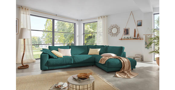 ECKSOFA  in Cord Grün  325/224 cm  - Schwarz/Grün, Design, Kunststoff/Textil (325/224cm) - Hom`in