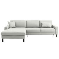 ECKSOFA  in Cord Weiß Rücken echt, Sitztiefenverstellung  185/298 cm  - Schwarz/Weiß, Design, Textil/Metall (185/298cm) - Pure Home Lifestyle