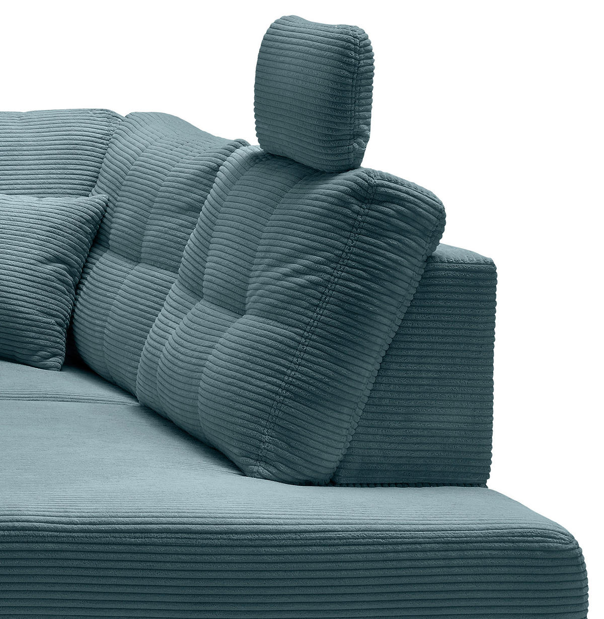 ECKSOFA in Cord Petrol  - Petrol/Naturfarben, Modern, Holz/Textil (274/206cm) - Livetastic