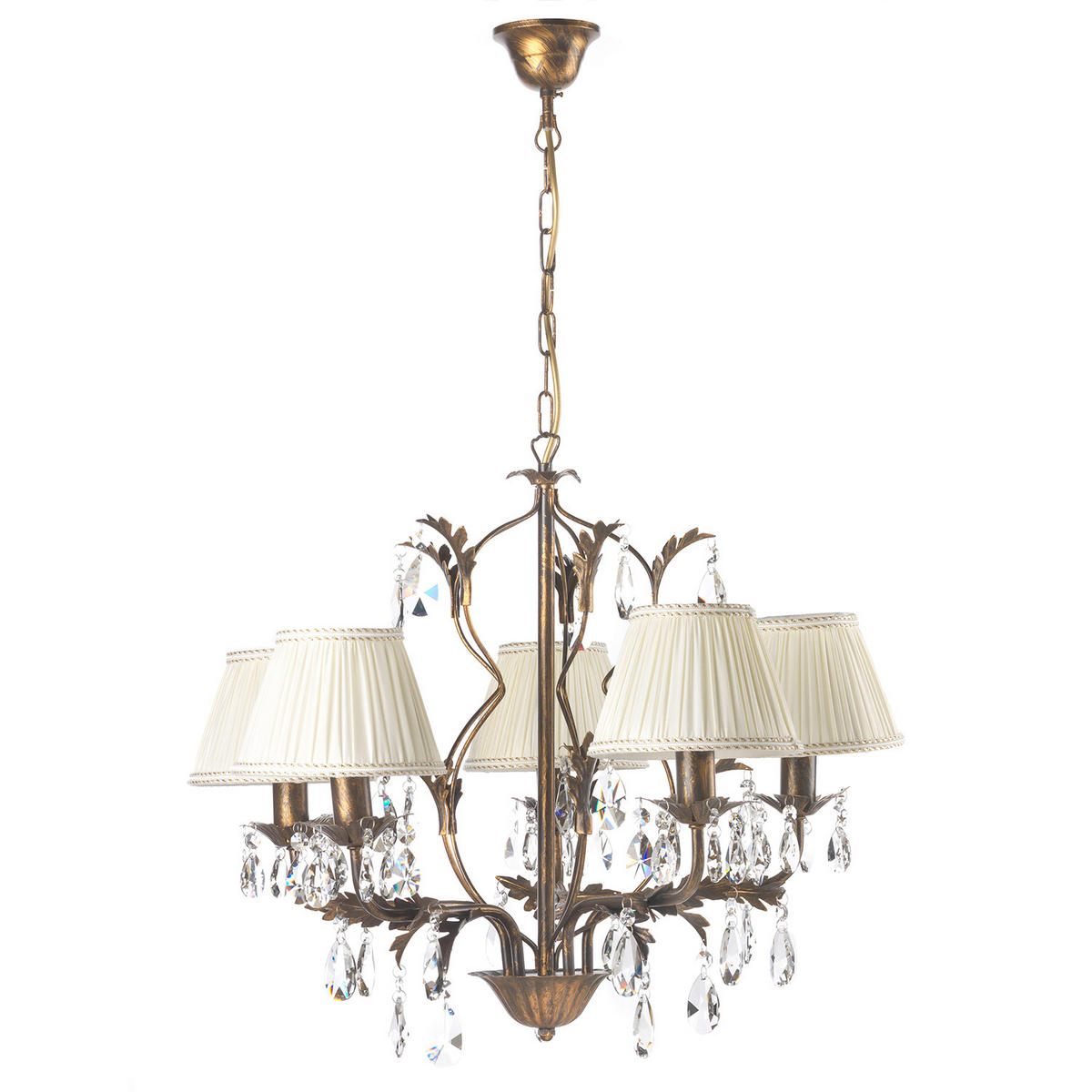 KRISTALL-HÄNGELEUCHTE 60/105 cm   - Bronzefarben, KONVENTIONELL, Glas/Metall (60/105cm)