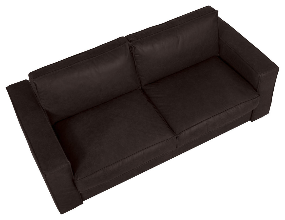 SCHLAFSOFA in Leder Dunkelbraun  - Dunkelbraun, Design, Leder/Holz (203/85/99cm) - MID.YOU