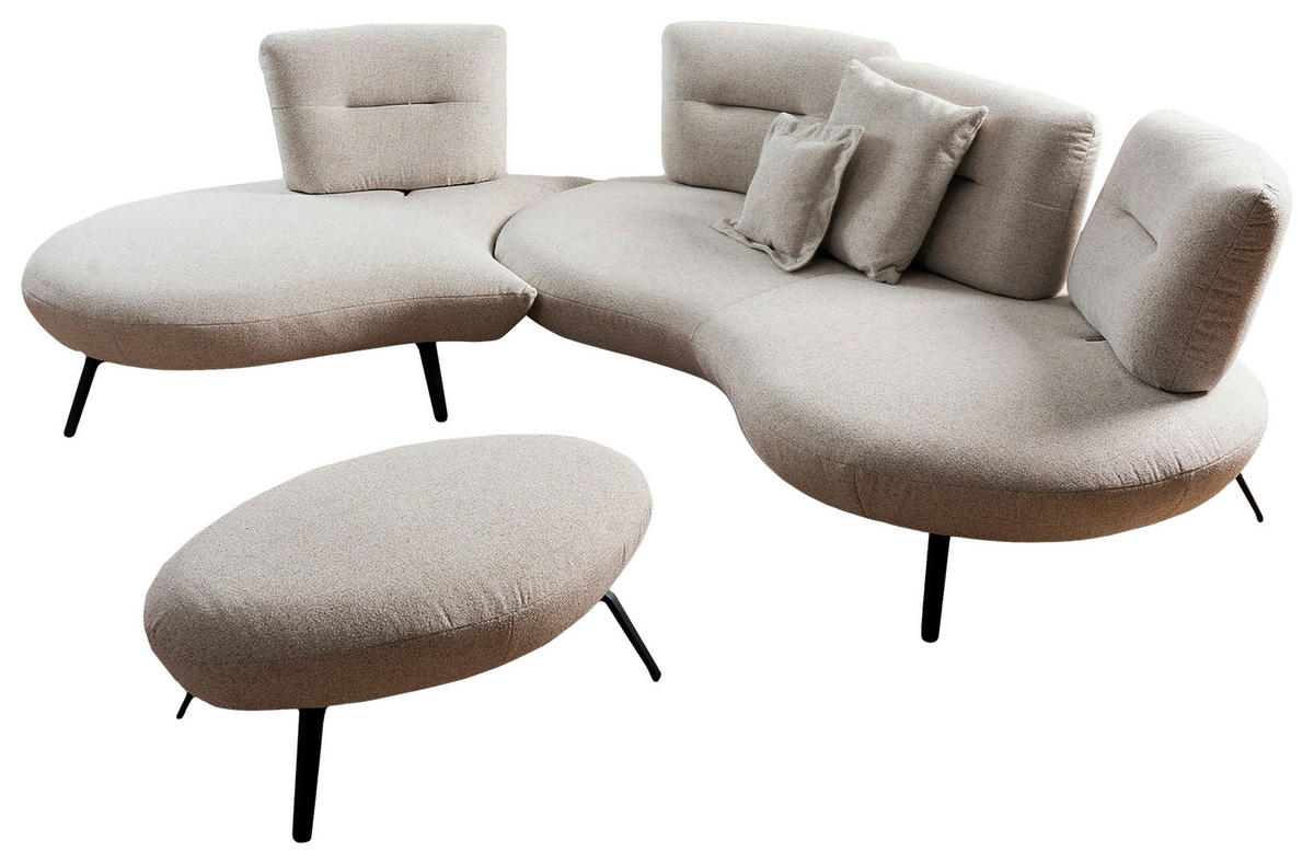 BIGSOFA Flachgewebe Beige  - Beige/Schwarz, Design, Textil/Metall (456/93/138cm) - Moderano