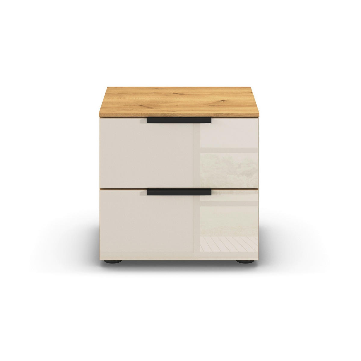 NACHTSCHRANK 50/48/42 cm, Eichefarben, Champagner,  - Champagner/Eichefarben, Design, Glas/Holzwerkstoff (50/48/42cm) - Novel