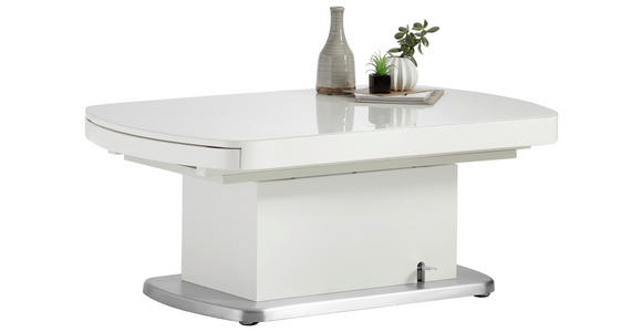 COUCHTISCH in Metall, Glas, Holzwerkstoff 120/75/50 cm - Silberfarben/Weiß, Design, Glas/Holzwerkstoff (120/75/50cm) - Venda