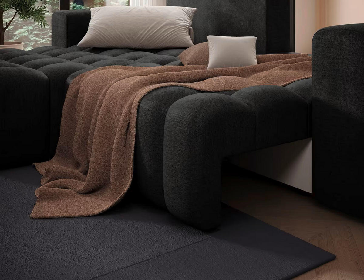 ECKSOFA  Anthrazit Samt  - Anthrazit/Schwarz, Design, Kunststoff/Textil (175/250cm) - MID.YOU