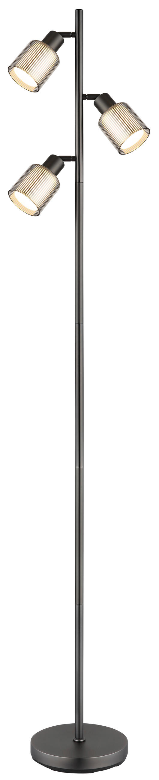 STEHLEUCHTE 33/22/161 cm    - Schwarzchrom/Schwarz, Design, Glas/Kunststoff (33/22/161cm) - Globo