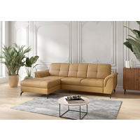 ECKSOFA in Echtleder Currygelb  164/262 cm  - Currygelb/Schwarz, MODERN, Leder/Metall (164/262cm) - Sit & More