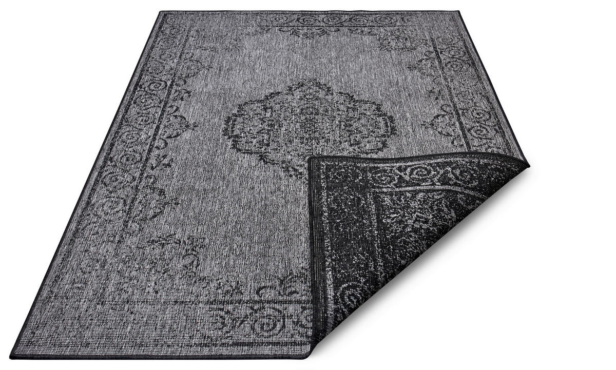 OUTDOORTEPPICH 80/150 cm Twin Supreme Grau, Schwarz  - Schwarz/Grau, Design, Kunststoff (80/150cm)