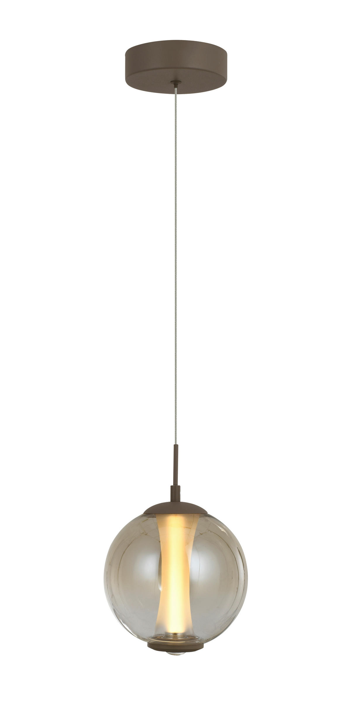 ZÁVĚSNÉ LED SVÍTIDLO, 18/150/18 cm  - pískové barvy, Design, kov/sklo (18/150/18cm)