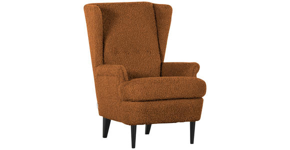 OHRENSESSEL Flachgewebe Rostfarben  - Rostfarben/Dunkelbraun, Design, Holz/Textil (72/104/85cm) - Carryhome