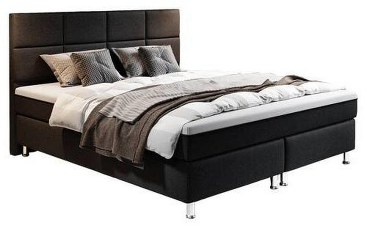 BOXSPRINGBETT 180/200 cm  in Anthrazit  - Anthrazit/Silberfarben, KONVENTIONELL, Textil/Metall (180/200cm) - MID.YOU