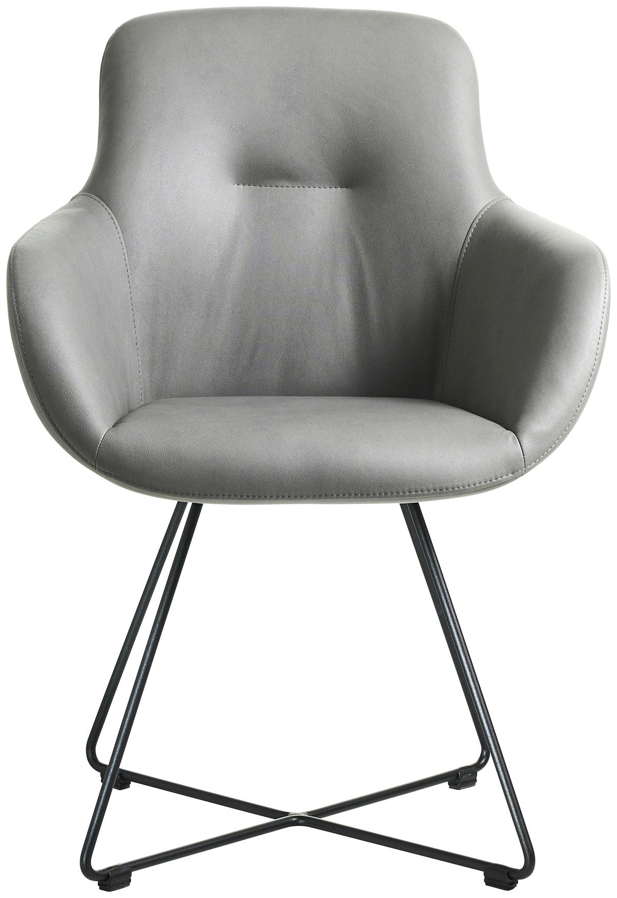 ARMLEHNSTUHL  in Edelstahl Lederlook (vegan)  - Hellgrau/Schwarz, Basics, Textil/Metall (62/89/61cm) - Celina Home
