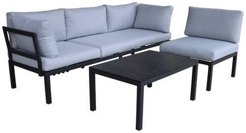 TERASOVÁ SEDACIA SÚPRAVA kov, sklo, textil - svetlosivá/tmavosivá, Design, kov/textil (224/146cm) - Ambia Garden