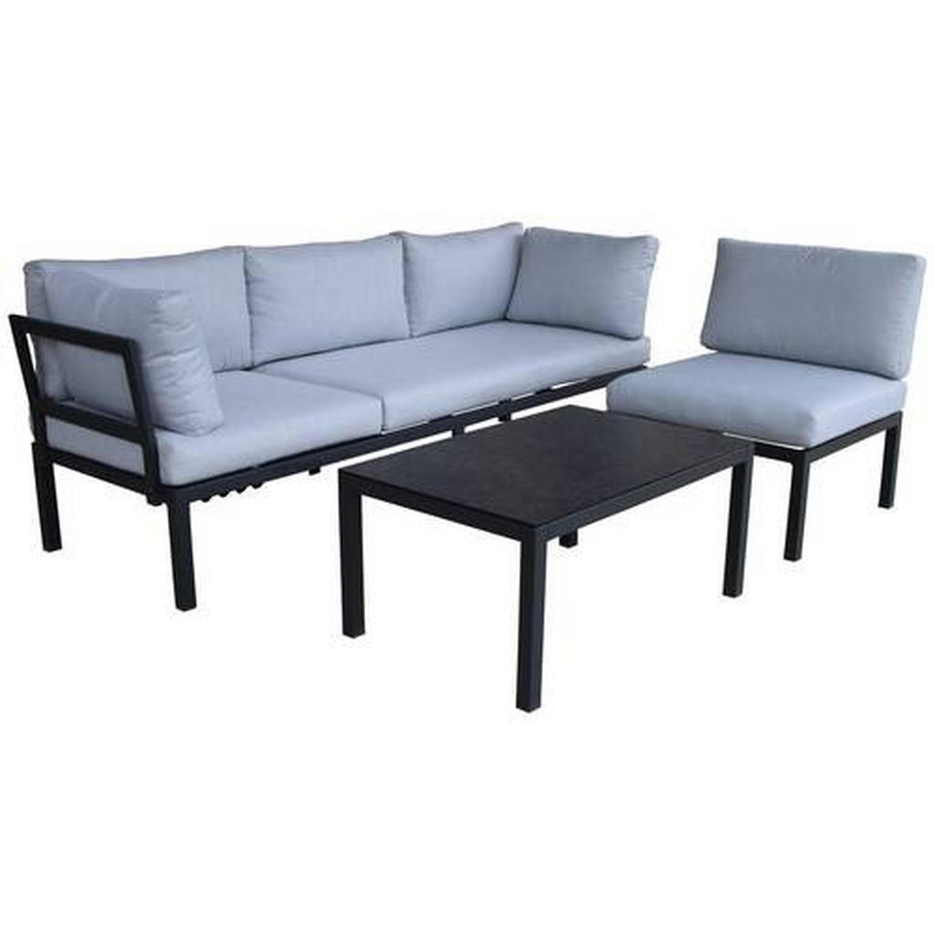 Ambia Garden ZAHRADNÍ SEDACÍ SOUPRAVA kov, sklo, textil
